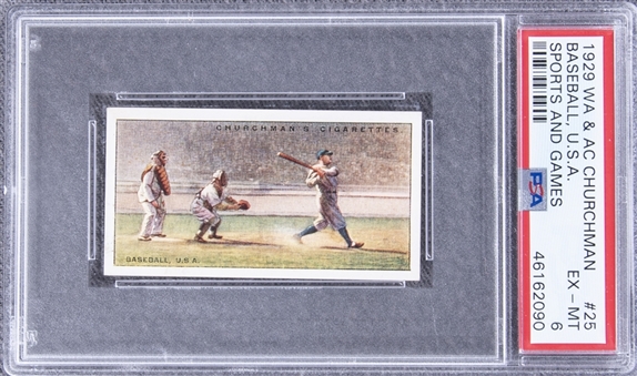 1929 W.A. & A.C. Churchman "Sports & Games In Many Lands" #25 Babe Ruth – PSA EX-MT 6